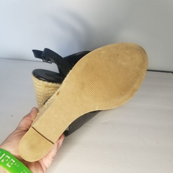 Steven by Steve Madden open toe wedge espadrille heel stunner black 8.5 - Picture 6 of 9